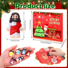 Bememo 2024 Christmas Advent Calendar Jesus Toy 24 Pcs Rubber Little Jesus Advent Calendar 25 Days of Christmas Countdown Jesus Toys for Kids Toddler Christmas Party Gift