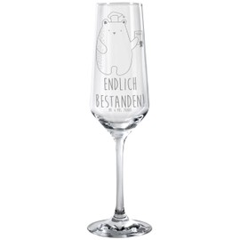 Mr. & Mrs. Panda Champagne glass bear exam - gift, graduation certificate, examination, teddy bear, dishwasher-safe champagne glasses, champagne glass