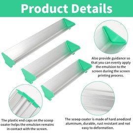 3 Pcs Dual Edge Aluminum Emulsion Scoop Coater for Silk Screen Printing Coating Tool 8'' 10'' 16'', Screen Printing Supplies, 3 Sizes