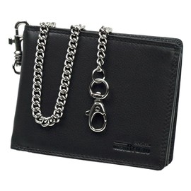 Black Wallet with Chain in High-Quality Leather Landscape Format Biker Wallet with Chain Wallet Wallet Men Black