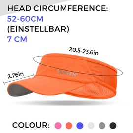 Sukeen Sonnenblende-Hut, UPF 50+ UV-Sonnenschutz-Sonnenblende für Damen, Laufmütze, Golfmütze für Herren, kühlendes elastisches Visier, Sport-Schirmmütze für Tennis, Radfahren,Orange