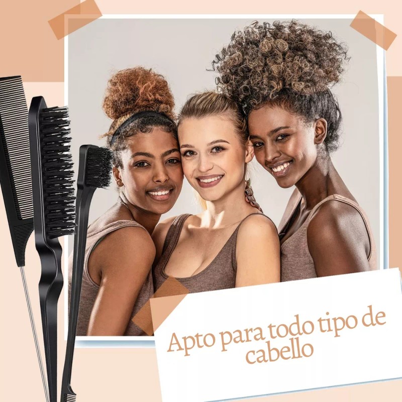 Veraly Cepillo para cabello plano Veraly negro x 4 u