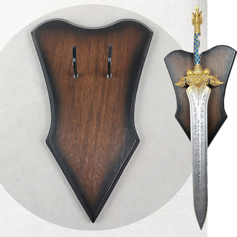 1PCS Medium Brown Sword Plaque, Wall Mount Vertical Display Holder