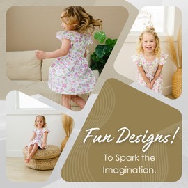 Toddler Girl Summer Dress – Made of Bamboo-Derived Viscose - Short Ruffle Sleeves - Casual Floral Dress for Ages 2–6 (Roses 2T)