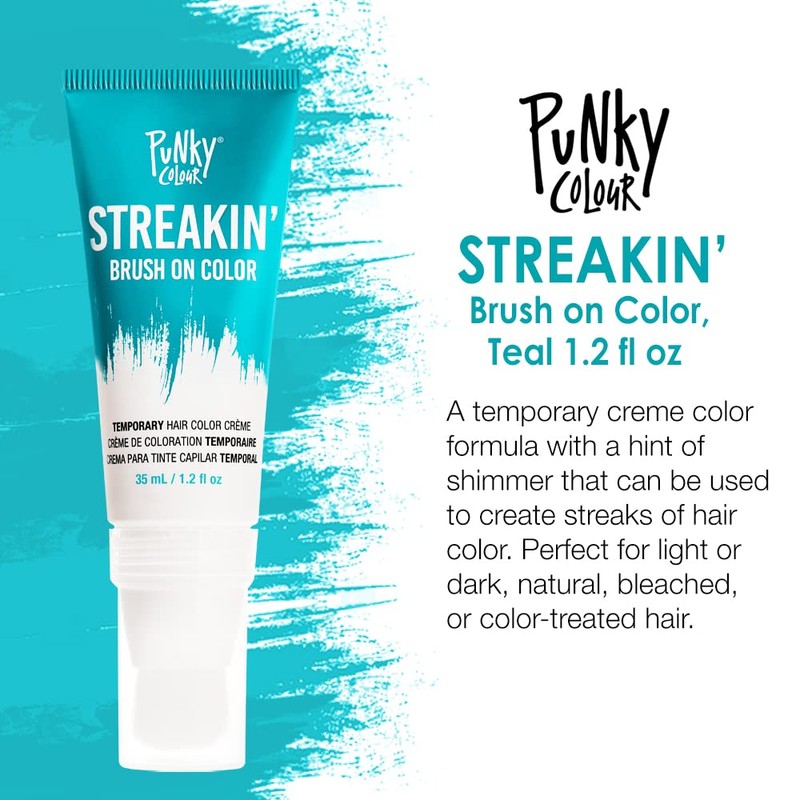 Punky Streakin' Brush on Color, verde azulado, 1.2 onzas líquidas,
