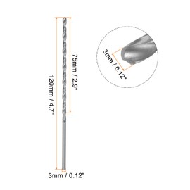 QUARKZMAN Extra Long Spiral Drill Bits 3 mm HSS Drill Bit with High-Speed Steel Straight Shank Drill Bits 120 mm Length for Metal Woodwork Plastic Aluminium Alloy Pack of 10
