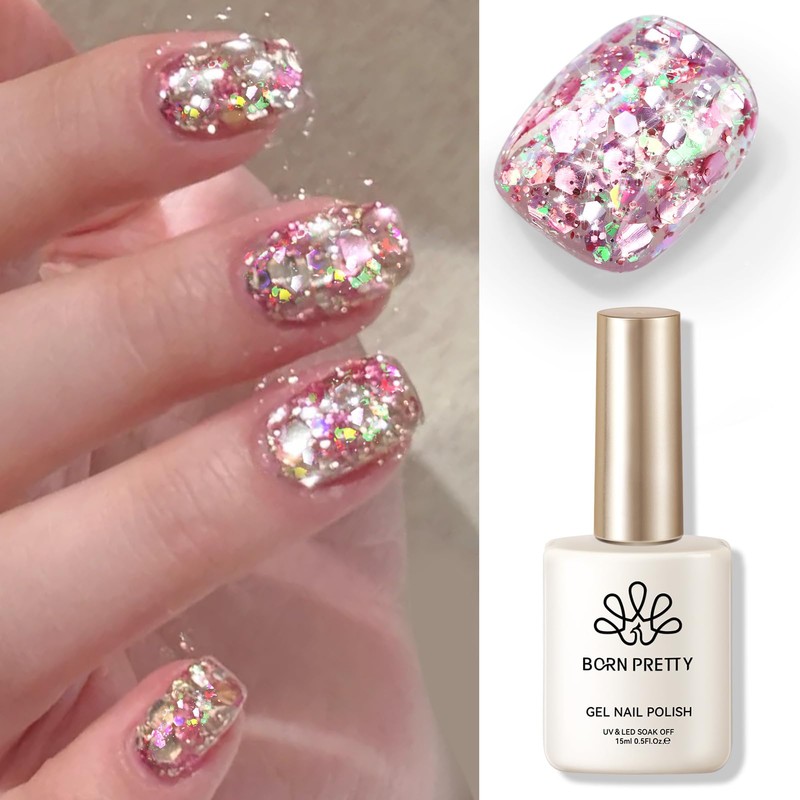 Born Pretty Glitter Gel Nail Polish with Sequins, Long Lasting