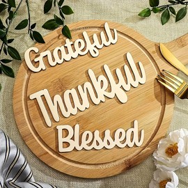 3 Pieces Wooden Grateful Thankful Blessed Wall Decor,Home Sign Wall Sign,Grateful Wall Decor Blessed Wall Sign,Family Quote for Living Room