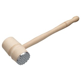 KitchenCraft KCMALLET Meat Tenderiser Hammer, Double Headed Design for Tenderising and Flattening, Beechwood / Metal, 31cm, Beige
