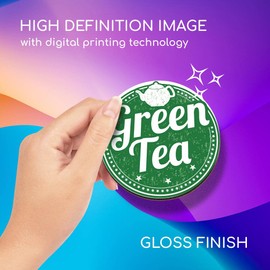 1 x Round Coaster - Green Tea Healthy Organic Tea Cup Cork Backed MDF Glossy Tea Coffee Accessory #5171