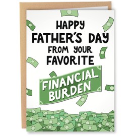 Sleazy Greetings Funny Happy Father's Day Greeting Card For Kids Daughter Son | Dirty Adult Friend Bday Card with Envelope | Financial Burden Card For Dad
