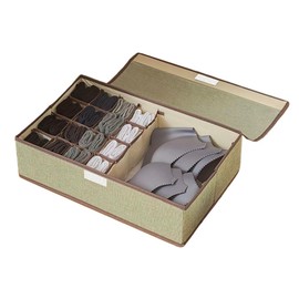 Mrsnimou Sock Underwear Organizer Divider with Lid, 1+16 Cells Drawer Fabric Foldable Cabinet Closet Storage Boxes for Storing Socks, Underwear, Ties (Green)