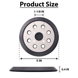 5 Inch Replacement Sander Pads Hook and Loop, 5" 8 Holes Metal Orbital Sander Pad for Milwaukee 6034-21, 6021-211,Craftsman 315,Ryobi RS290, RS280/VS,Ridgid R2600,R2601 Random Orbit Sanders(1Pack)