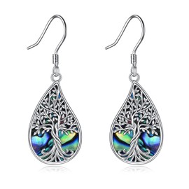 DAYLINLOVE Tree of Life Earrings 925 Sterling Silver Abalone Shell Tree Earrings Tree of Life Jewellery Gifts for Women