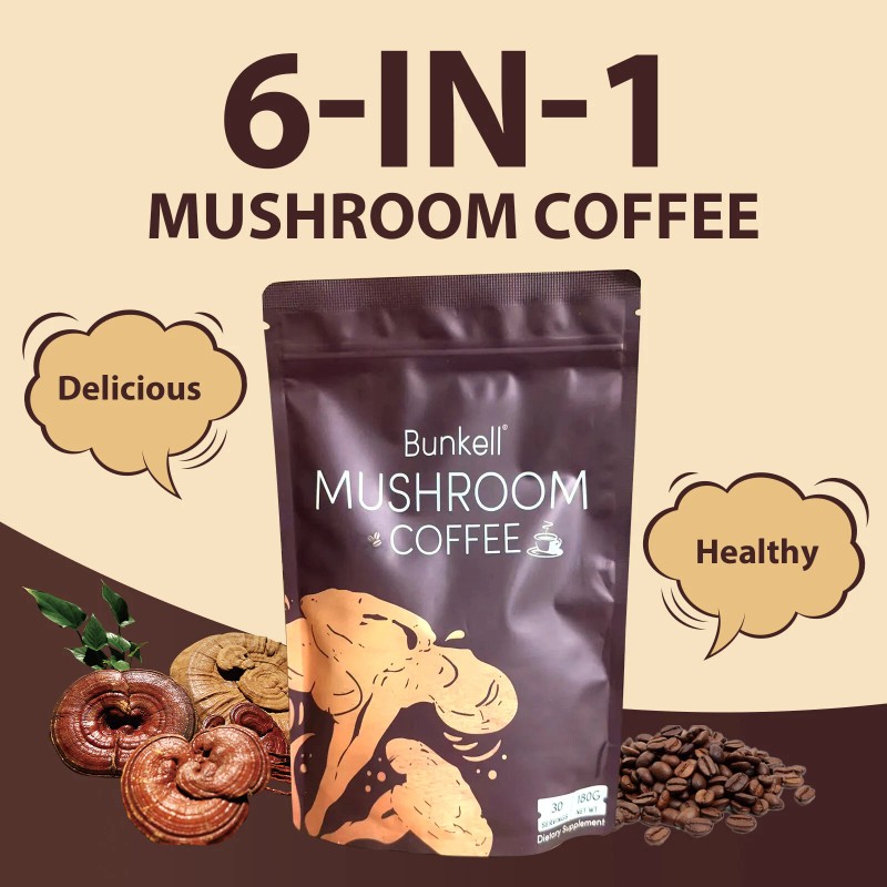 Bunkell Mushroom Coffee Lions Mane Turkey Tail Reishi 6-1N-1 Energy