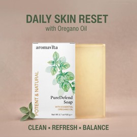 AROMAVITA Oregano Oil Soap Bar - Natural Plant Therapy Hand Soap & Body Wash Oregano Extract Soap - Topical Skin Cleanser Oil of Oregano Soap Bar - for Acne, Eczema, Foot and Nail Problems, 1-pack