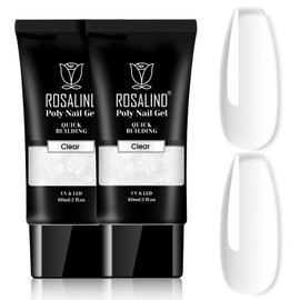 Clear Acrylic Poly Extension Gel, ROSALIND 2 PCS 60ml Poly Nail Gel kit Nail Builder for Clear Nail Art Decoration, Nail Thickening Poly Nail Gel Tube Easy to DIY Use Need UV Lamp