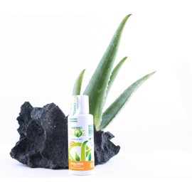Gel de aloe vera. Cuidado de la piel. Loción corporal. Leche corporal (77% jugo puro de AV) con aceite de Coco, Salvia y Melisa. Aloe Vera Gel orgánico puro. (3,4 oz)