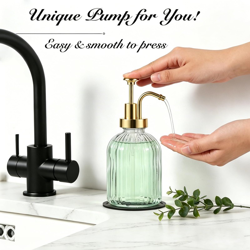 SheeChung Clear Glass Soap Dispenser, 12 Oz Liquid Hand Soap