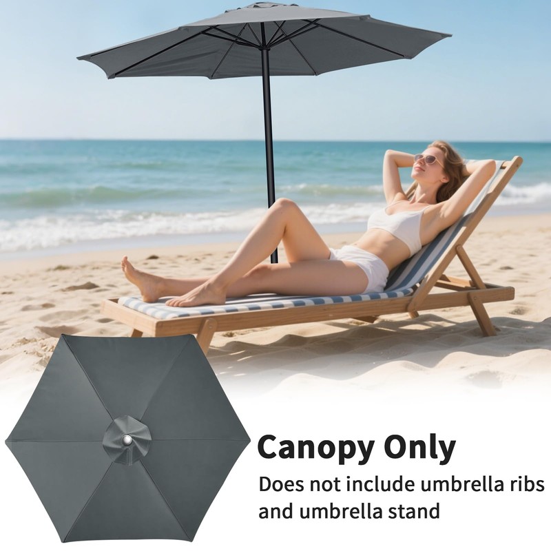 LUSCHEER Replacement Parasol Canopy Waterproof, Parasol Replacement Canopy Cover Patio