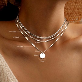 Milacolato Gold Chain Women's 14K Gold-Plated Necklace Women's Gold Layered Herringbone Snake Chain Gold Women's Necklace Choker Chain Women's Jewellery Set, Stainless Steel Gold