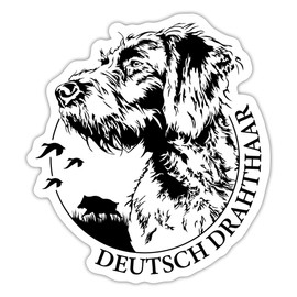 Spreadshirt German Wirehaired Dog Hunting Dog Stickers, 10 x 10 cm, Matt White