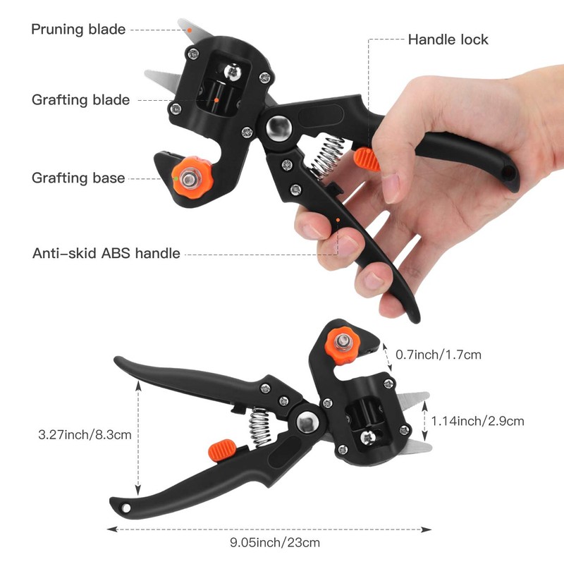 Housolution Garden Shears Ratchet Shears, 2-in-1 Durable Grafting Scissors Cutting