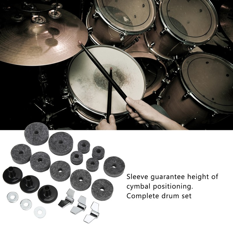 21Pcs Cymbal Replacement Accessories Felts Sleeves Wing Nuts Washers for