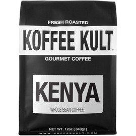 Koffee Kult Limited - Kenya AAA Medium Roast Coffee Beans Whole - 100% Single Origin Direct Trade From Arabica Beans - Fresh Artisan Roasted (Whole Bean, 12oz bag)