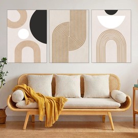 Vesaneae 3 PCS Abstract Geometric Wall Art Prints, 30 x 40 cm Modern Boho Prints, Minimalist Abstract Geometric Art without Frame for Home Wall Decoration