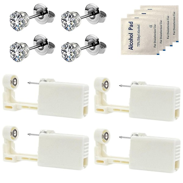Dzxin Piercing Kits, 4 pcs Self Ear Piercing Gun, Disposable