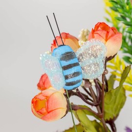 Berfutall- Simulation Bees Craft Decoration Party Decor, Flower Arrangement Decoration with Artistic Handicraft DIY, Indoor and Outdoor Garden Yard Lawn Decoration 6 pcs with Wire.…