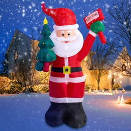6 FT Inflatable Santa Claus Christmas Blow up Outdoor Decoration, 180cm Waterproof Santa Claus with High Built-in LED Lights, Xmas Holiday Party Outdoor Home Decor Fit for Lawn/Garden/Terrace/Indoor