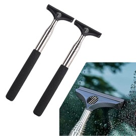 NGHEY Pack-2 Car Rearview Mirror Wiper, 38.58" Retractable Layered Brush Head Cleaning Tool, Long Handle Glass Mist Eliminator for All Vehicles Portable Squeegee (American Flag Black)