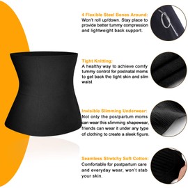 Nebility Women Body Shaper Waist Shapewear Belly Band Tummy Control Postpartum Recovery Cincher Black
