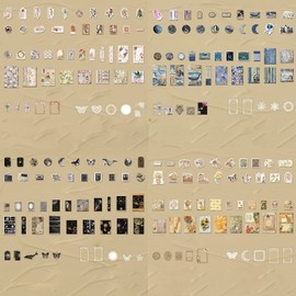 Vokowin 400 Pieces Scrapbooking Supplies Journaling, Vintage Scrapbooking Stickers Paper Pack, DIY Decorative Paper Retro Flowers Animal Planet Supplies Stickers Paper Kit Collage Album (K170-4)