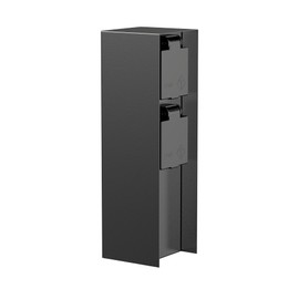 ledscom.de ledscom.de Garten Steckdosens?ule POMI f1r au?en, IP44, 2-Fach, Edelstahl, schwarz, eckig, 23 cm