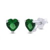 Heart Shape Simulated Green Emerald Stud Earrings In 14K White