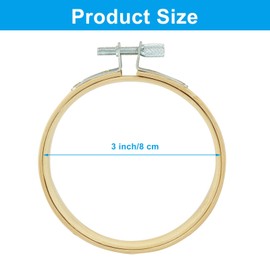 Dijedev 12PCS 3 Inch Embroidery Hoops, Bamboo Circle Cross Stitch Hoop Ring Bulk, Wooden Round Embroidery Hoop Frame for Home Ornaments, Christmas Decoration, Art Craft Sewing, DIY