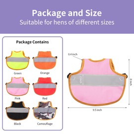 Vehipa 6 Pcs Reflective Chicken Harness Hen Saddle Apron Adjustable Hen Reflective Vest Poultry Feather Protection for Chicken Geese Duck