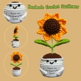 Lackycc Easter Basket Essentials Stuffers Positive Crochet Animals Sunflowers-Thank You for Helping Me Grow-Teacher Appreciation Graduation for Women,Emotional Support Crochet Knitted Flower