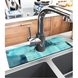 Kitchen Sink Splash Guard Faucet Mat -1 PC Super Absorbent Fast Drying Mat Sink Gadgets-Splash Guard Behind Faucet Drip Catcher for Kitchen, Bathroom,Sink Mat, Dish Drying Mat, Bathroom(15" X 5.5" )