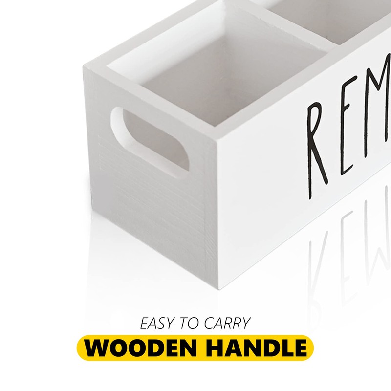 Remote Control Holder, Farmhouse Remote Storage Caddy, Bedside TV Controller