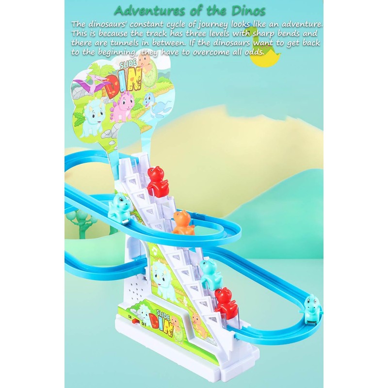 Miracland Dinosaur Electric Stair Climbing Toy, Dino Track Sliding Toy