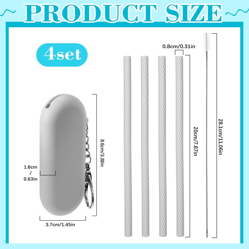 Meanplan 4 Sets Cruise Ship Essentials,4 Set Silicone Straws with