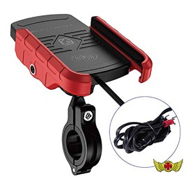 Motorcycle Smartphone Holder Waterproof Wireless Charging Type Red MM50-0440-RD