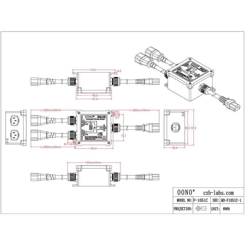 AC120V 15Amp Automatic Transfer Switch, ATS Auto Transfer Switch (IEC320