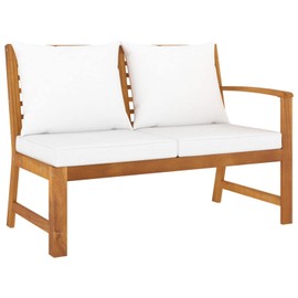 Tidyard Outdoor Bench with Cushion and Left Armrest Patio Porch Chair Acacia Wood for Backyard, Balcony, Park, Lawn, School Playground, College 45.1 x 23.8 x 31.9 Inches (W x D x H)