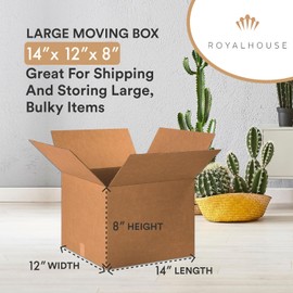 Royal House Moving Boxes, Corrugated Cordboard Box for Shipping, Mailing, Packing, Packaging and Storage (Medium 14x12x8 (Pack 12))
