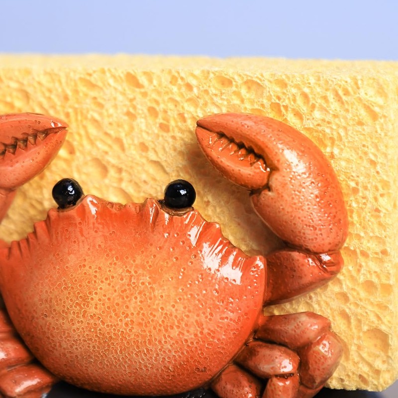 WAIT FLY Resin Crab Sponge Holder for Kitchen Sink Counter,